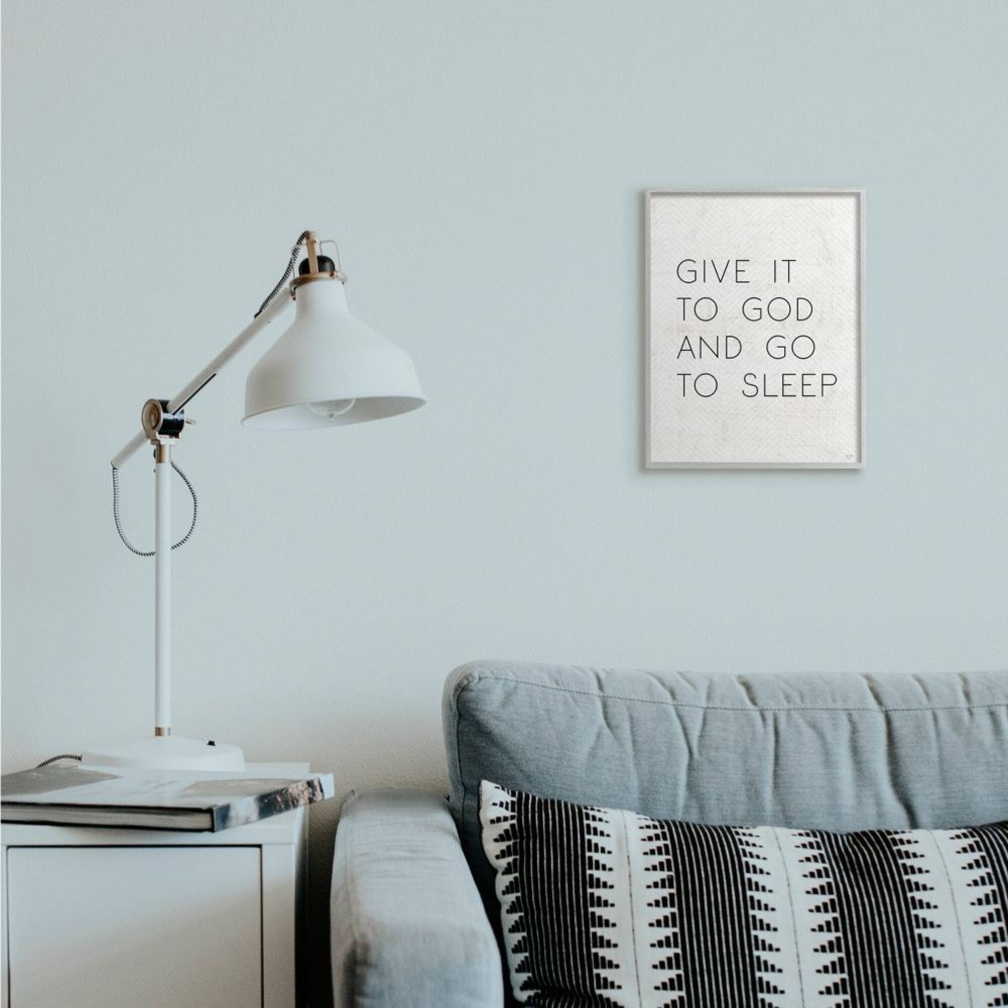 Stupell Industries Give it to God and Sleep Faith Based Bedroom Quote Framed Wall Art